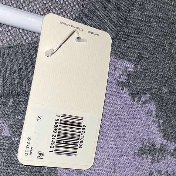LEVI’S COTTON CASHMERE BLEND KNIT CREW NECK GREY MARBLED PULLOVER SWEATER XL NWT